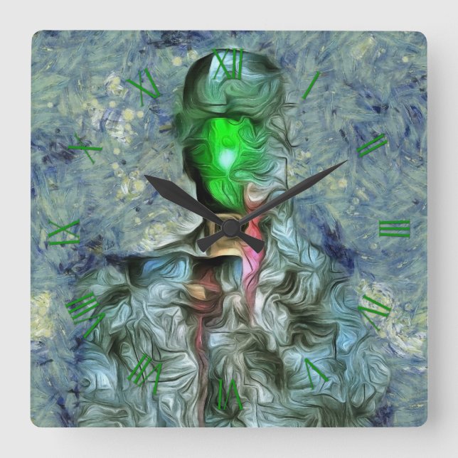 Reloj Cuadrado Manzana verde (Anverso)