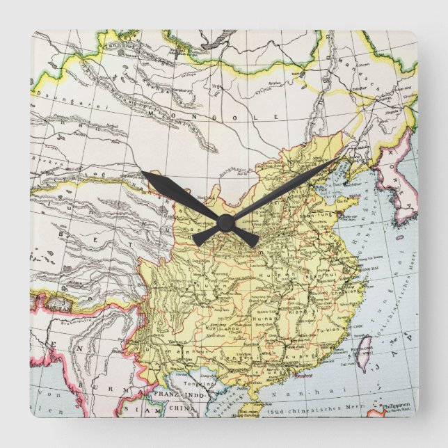 RELOJ CUADRADO MAP: CHINA, 1910 (Anverso)