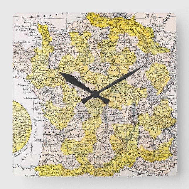 RELOJ CUADRADO MAP: FRANCE (Anverso)