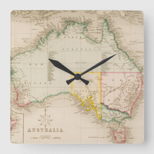 Reloj Cuadrado Map of Australia & New Zealand