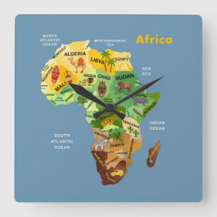 Reloj Cuadrado Mapa de África
