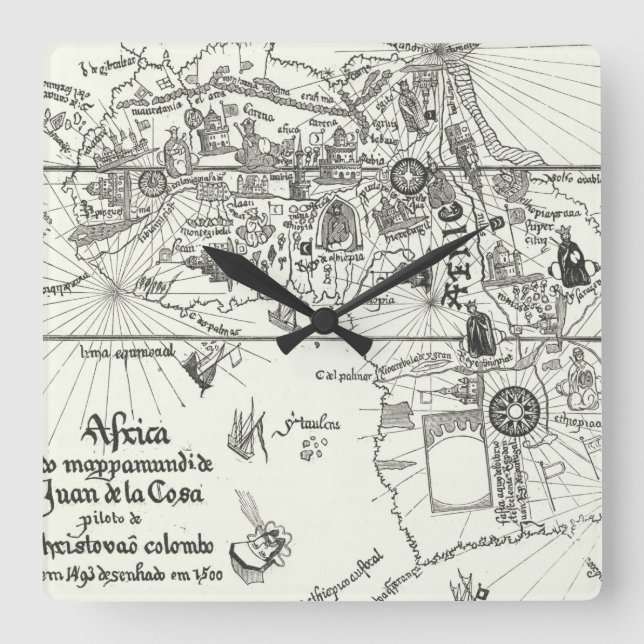 Reloj Cuadrado Mapa de África | 1500 (Anverso)