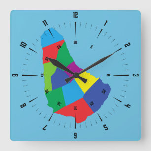 Reloj Cuadrado Mapa de Barbados