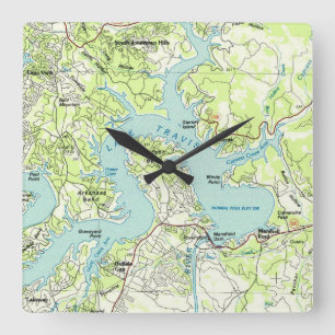 Reloj Cuadrado Mapa de cosechas del lago Travis