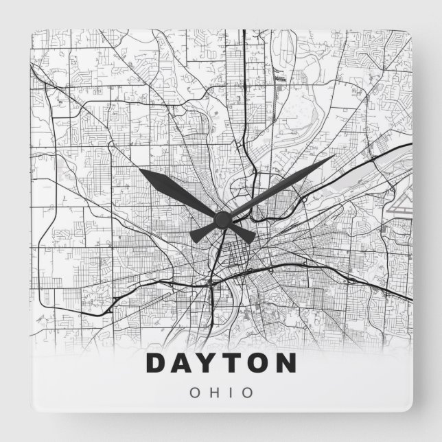 Reloj Cuadrado Mapa de Dayton (Anverso)