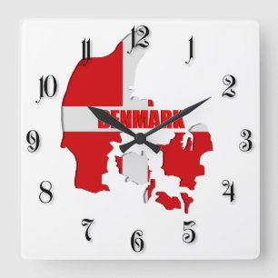 Reloj Cuadrado Mapa de Dinamarca