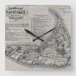 Reloj Cuadrado Mapa de época de Nantucket