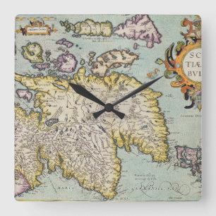 Reloj Cuadrado Mapa de Escocia el Miliaria Scotia