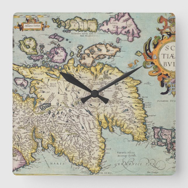 Reloj Cuadrado Mapa de Escocia el | Miliaria Scotia (Anverso)