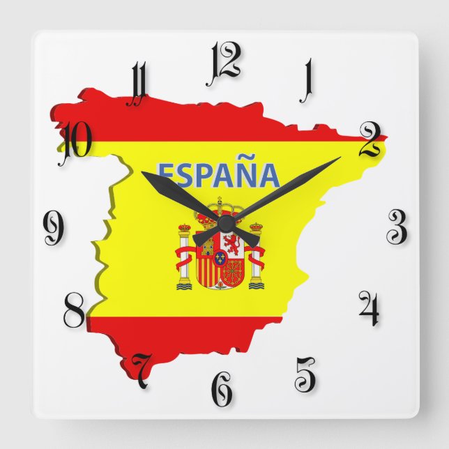 Reloj Cuadrado Mapa de España (Anverso)