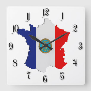 Reloj Cuadrado Mapa de Francia