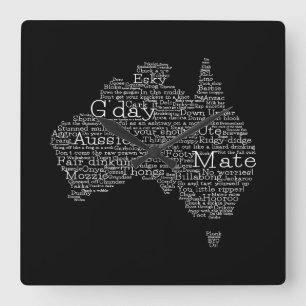 Reloj Cuadrado Mapa de jerga de Australia