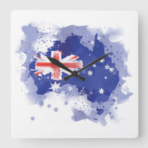 Reloj Cuadrado Mapa de la acuarela de Australia