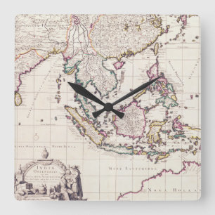 Reloj Cuadrado Mapa de la India y de los indies del este