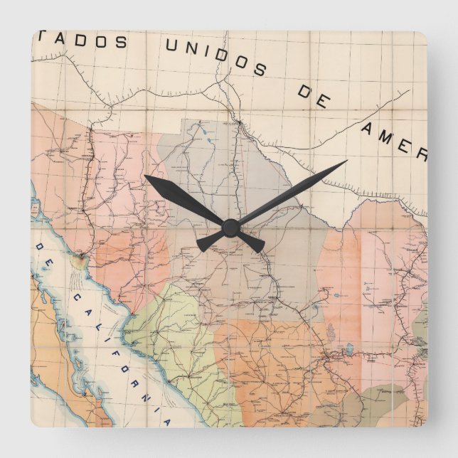 Reloj Cuadrado (Mapa de la letra de las comunicaciones) de México (Anverso)
