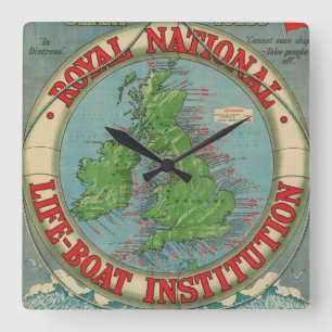 Reloj Cuadrado Mapa de las islas británicas - carta del bote