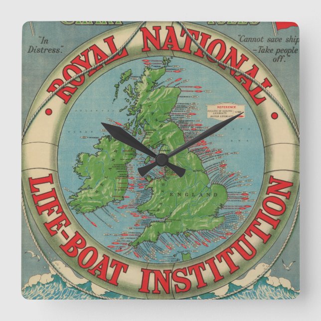 Reloj Cuadrado Mapa de las islas británicas - carta del bote (Anverso)