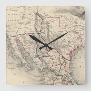 Reloj Cuadrado Mapa de México, de California y de Tejas