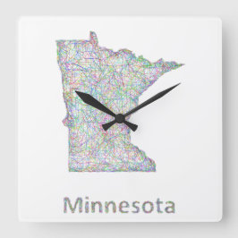 Reloj Cuadrado Mapa de Minnesota