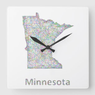 Reloj Cuadrado Mapa de Minnesota