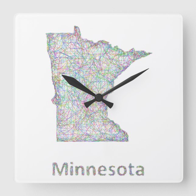 Reloj Cuadrado Mapa de Minnesota (Anverso)