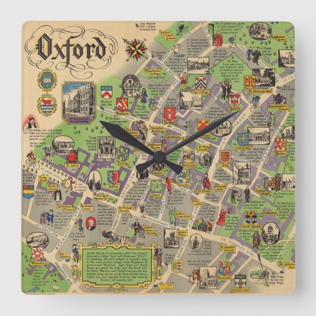Reloj Cuadrado Mapa de Oxford, Inglaterra (ferrocarril británico) (Anverso)