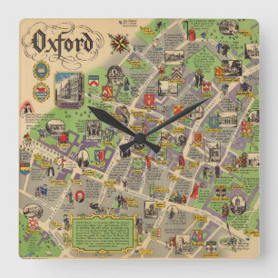Reloj Cuadrado Mapa de Oxford, Inglaterra (ferrocarriles
