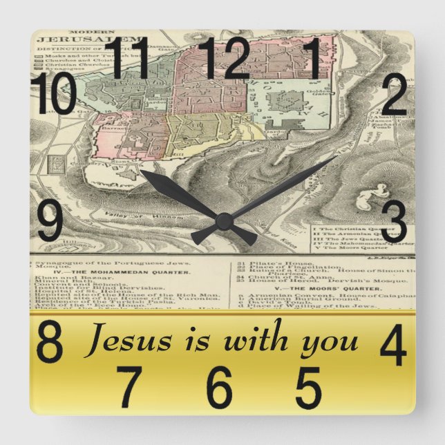Reloj Cuadrado Mapa De Prefacio De La Vida De Cristo (Anverso)