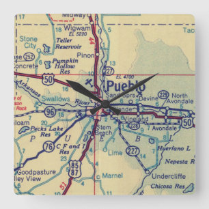 Reloj Cuadrado Mapa de pueblo de época