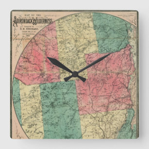 Reloj Cuadrado Mapa de Stoddard del área silvestre Adirondack, 18