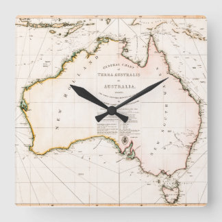 Reloj Cuadrado Mapa de Terra Australis 1814