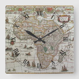 Reloj Cuadrado Mapa del Antiguo Mundo de África de Blaeu, c.1635