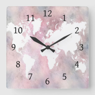 Reloj Cuadrado Mapa del mundo del diseño 66
