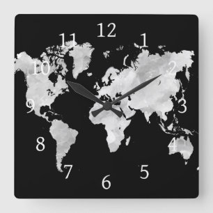 Reloj Cuadrado Mapa del mundo del diseño 70