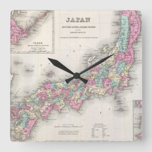 Reloj Cuadrado Mapa del vintage de Japón (1855)