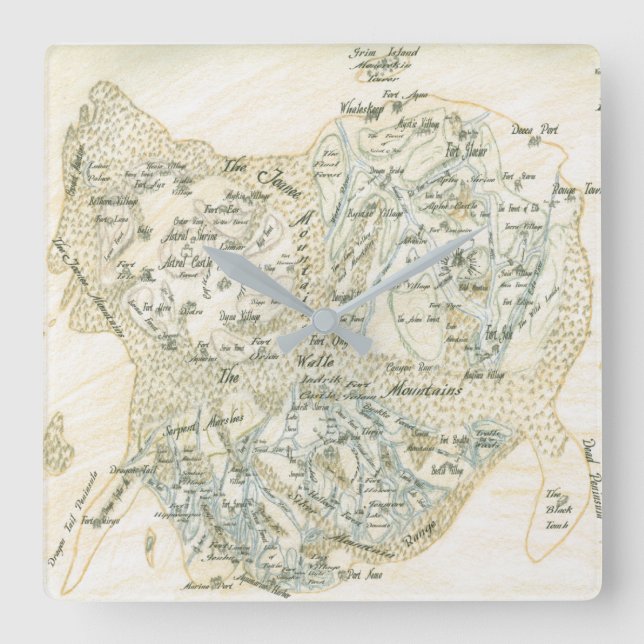 Reloj Cuadrado Mapa etiquetado de Trino (Anverso)