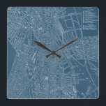 Reloj Cuadrado Mapa gráfico de Boston<br><div class="desc">Mapas y modelos</div>
