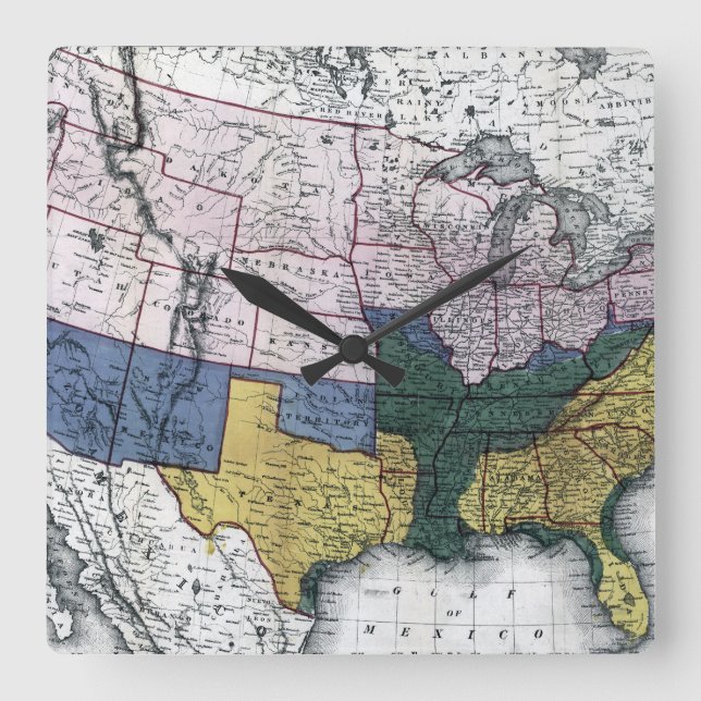 RELOJ CUADRADO MAPA: GUERRA CIVIL, 1864 (Anverso)