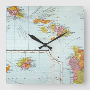 Reloj Cuadrado Mapa: Hawaii, 1905