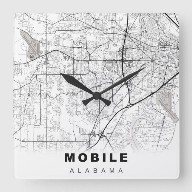 Reloj Cuadrado Mapa móvil (Anverso)