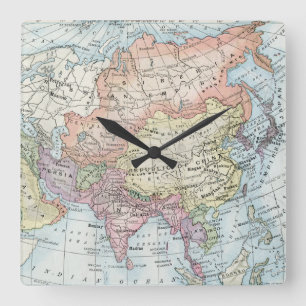 Reloj Cuadrado Mapa político de Asia (1916)