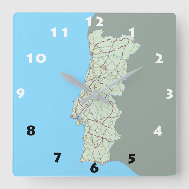 RELOJ CUADRADO MAPA PORTUGAL CREATIVO  (Anverso)