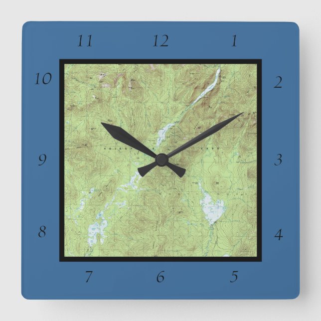 Reloj Cuadrado Mapa Topográfico de Mount Marcy - Parque Adirondac (Anverso)