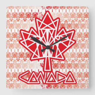 RELOJ CUADRADO MAPLE MADE WITH TRIANGLES CANADA FLAG BY MASANSER