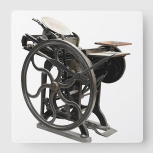 Reloj Cuadrado máquina de antigüedades de letterpress de 1888 rel