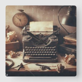 Reloj Cuadrado Máquina de escribir antigua de cosecha manual Brow