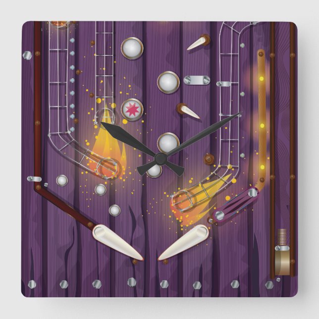 Reloj Cuadrado Máquina de Pinball (Anverso)