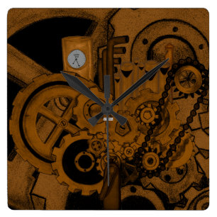 Reloj Cuadrado Maquinaria de Steampunk (cobre)