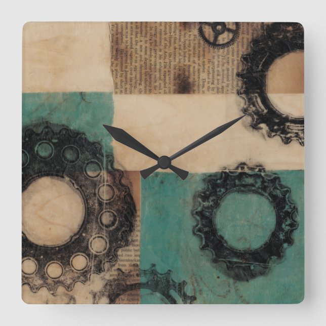 Reloj Cuadrado Maquinaria II (Anverso)