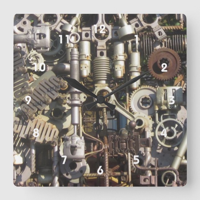 Reloj Cuadrado Máquinas y máquinas de máquinas mecánicas Steampun (Anverso)